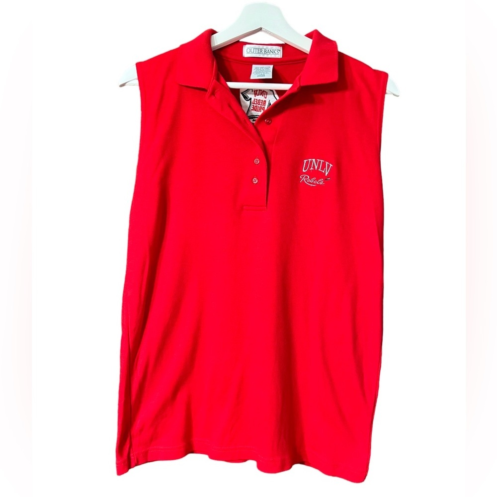 Vintage UNLV Rebels Sleeveless Polo Top Red Collared Golf Shirt Women’s